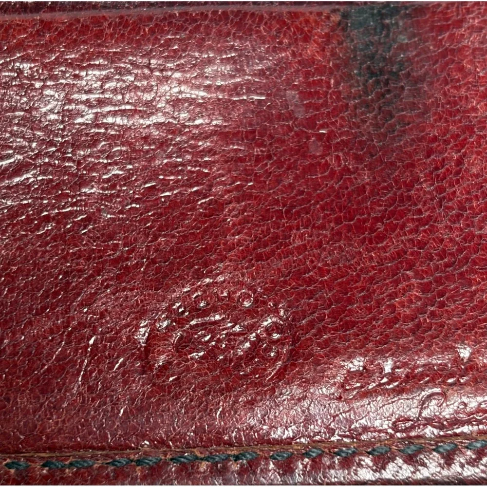 Vtg Mexican‎ Tooled Leather Bifold Wallet Cowboy Boot Hair-On Cowhide DAMAGED